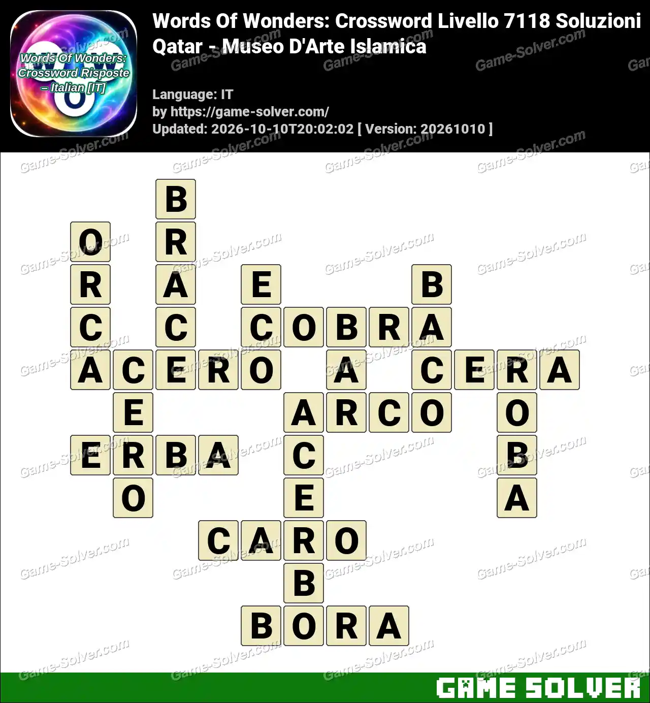 Words Of Wonders: Crossword Livello 7118 Soluzioni – Qatar – Museo D’Arte Islamica